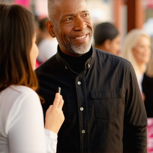Business owner interacting with Irving community members at a local event