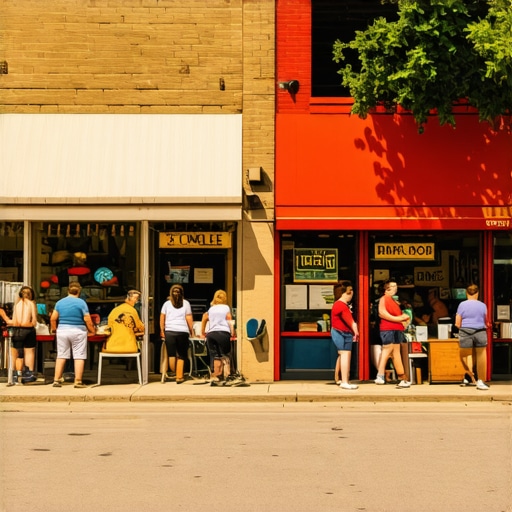 Community members and local businesses in a lively Dallas-Fort Worth neighborhood