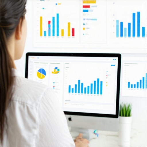 Person working with SEO monitoring software on a laptop