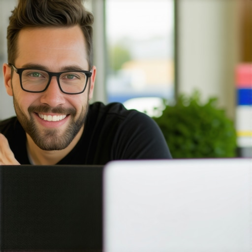 Business owner working on Google My Business profile for Irving local SEO