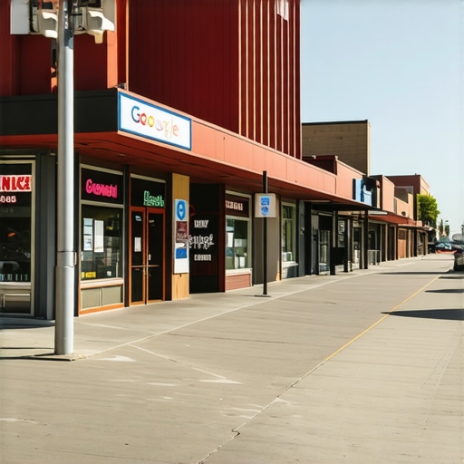 A busy Irving storefront with Google Maps overlay showing local search results