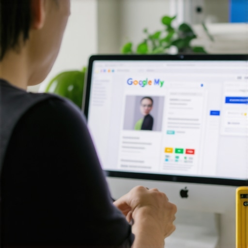 Business owner editing Google My Business profile on a laptop in Irving, Texas