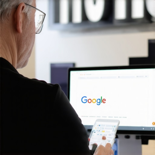 Optimizing Irving GMB Profile Business owner updating Google My Business profile on laptop in Irving, Texas.