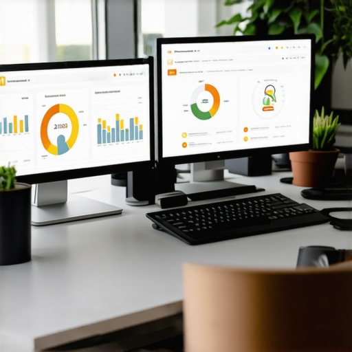 A workspace with screens displaying local SEO analytics for Irving businesses