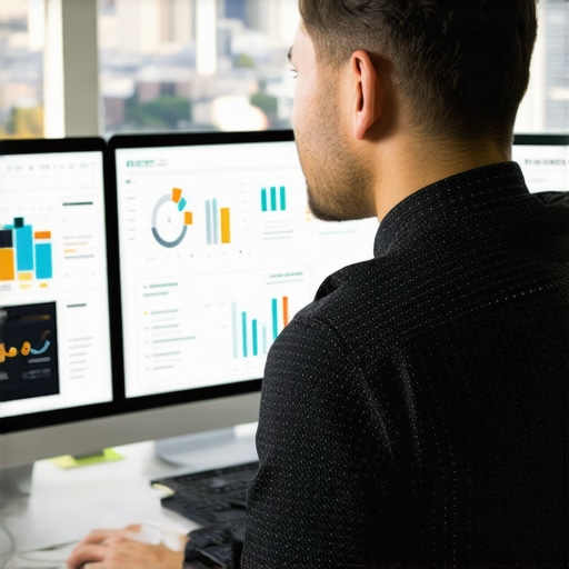 Digital marketer reviewing local SEO data with Irving cityscape