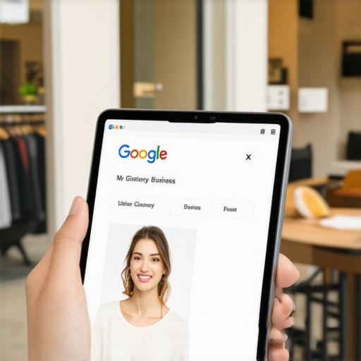 A digital tablet displaying a well-optimized Google My Business profile for an Irving shop