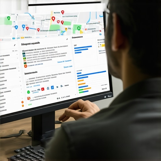 Strategic Local SEO Planning in Irving Business owner reviewing Google Maps and SEO data for Irving